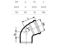 Elkonis iekštelpu kanalizācijai Magnaplast HTplus, 110 mm, 22 °