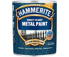 Emaliniai dažai, apsaugo metalines konstrukcijas nuo korozijos. Hammerite Hammered, blizgūs, 0,75 l, tamsiai mėlynos spalvos.