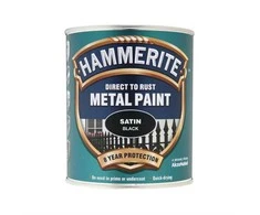 Emaliniai dažai, universalūs / apsaugo metalines konstrukcijas nuo korozijos. „Hammerite“ metalo dažai, pusiau blizgūs, 0,75 l, juodi.