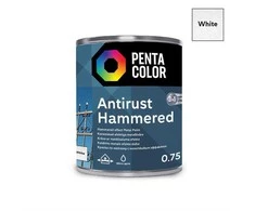 Emaljas krāsa, daudzveidīgs Pentacolor Anti Rust Hammered, spīdīga, 0.75 l, balta