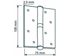 Haushalt Durų lankstai, 100 x 75 x 2,5 mm, kair., sen. žalv., 2 vnt.
