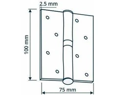 Haushalt Durų lankstai, 100 x 75 x 2.5 mm, kairiniai