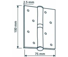 Haushalt Durų lankstai, 100 x 75 x 2,5 mm, mat. žalv. spalv., 2 vnt.