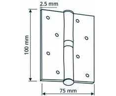 Haushalt Durų lankstai, 100 x 75 x 2,5 mm, mat. žalv. spalv., 2 vnt.