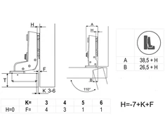 Lankstas baldams Rejs, 3.5 cm, 110 °