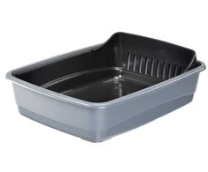 Tualete kaķiem Ferplast. pelēka. atvērts. 46.5x35.5x11.5cm