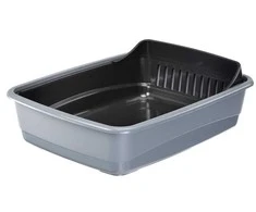 Tualete kaķiem Ferplast. pelēka. atvērts. 46.5x35.5x11.5cm