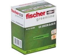 Fischer Univ. kaištis UX Žalias 6 x 50 R su žiedeliu 40 vnt.