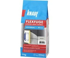 Plytelių siūlių glaistas KNAUF FLEXFUGE UNIVERSAL SILBERGRAU, 1-20 mm, šv. pilka sp., 1kg