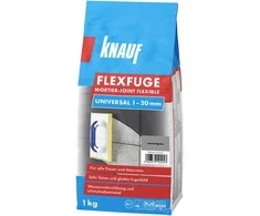 Plytelių siūlių glaistas KNAUF FLEXFUGE UNIVERSAL ZEMENTGRAU, 1-20 mm, pilka sp., 1kg