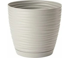 FORM PLASTIC Gėlių vazonas SAHARA su padėklu 19 cm, tamsiai pilkas