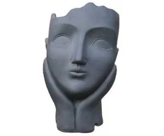 Garden Center Dekoratīvais puķu pods "Seja" T34633, 27 cm x 21 cm x 34.5 cm, pelēka krās.