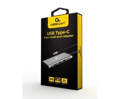 Gembird Adapteris usb-c hub usb-c pd hdmi x2 usb 3.0x3