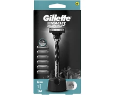 Gillette Mach3 Charcoal Skustuvas Vyrams, 1 Gillette Skustuvas + 6 Keičiamos Galvutės