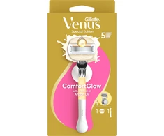 Gillette Venus ComfortGlow Argan Oil Skustuvas, 1 Keičiamos Skustuvo Galvutės, Sieninis Laikiklis
