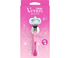 Gillette Venus Party Edition Skustuvas, 1 Keičiamos Skustuvo Galvutės, Sieninis Laikiklis