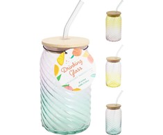 Stiklinė su šiaudeliu, stiklas, 0,45 l