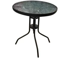 Goodiy Sodo stalas Bistro, skaidrus/juodas, 60 cm x 60 cm x 70 cm