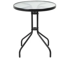 Goodiy Sodo stalas Bistro, skaidrus/juodas, 60 cm x 60 cm x 70 cm