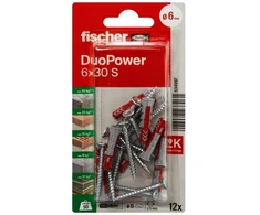 Grąžtas Kaištis Fischer DuoPower. 30 mm x 6 mm. 12 vnt.