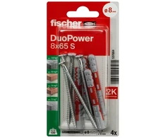 Grąžtas Kaištis Fischer DuoPower, 65 mm x 8 mm, 4 vnt.