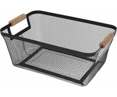 Storage Solutions Metalinis krepšelis su medinėmis rankenomis, 35,5 x 23 x 16 cm