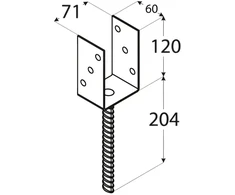 Grundline Beam shoe PS70 71x120x4mm U-shaped, built-in