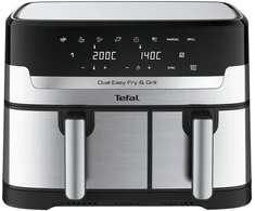 Gruzdintuvė Aerogrils Tefal Dual Easy Fry &amp; Grilis Ey905d, sudraba, 2700 W, 8.3 l