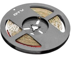 GTV Blykstės juosta 2835MW, 300 šiltų baltų LED, 3,8W/m, be gelio 8mm, 5m ritinėlis, 12V