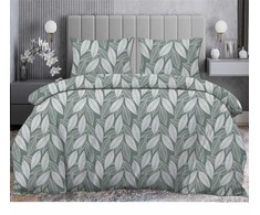Patalynės komplektas Gultas veļas komplekts Domoletti Leaflight D-986, balta/zaļa, 200 x 220 cm