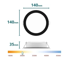 Philips LED Recessed Luminaire. 12.5W. 3000K. Ø12.5. Juodas