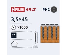Haushalt Sourcing Mediniai varžtai 3,5x45, 1000 vnt.