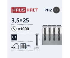 Haushalt Sourcing Varžtai diržiniame metaliniame grąžte 3,5x25 1000