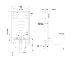 Invena WC rėmo skalavimo mygtukas Cersanit CK-99-031, chromuotas