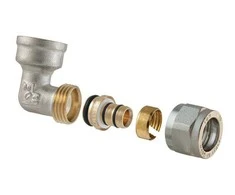 Izjaucams dubultais līkums TDM Brass 1470, 90 °, 16mm x 1/2", misiņš/niķelis