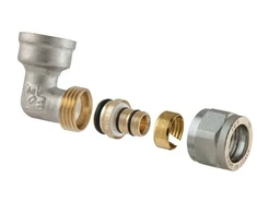 Izjaucams dubultais līkums TDM Brass 1470, 90 °, 16mm x 1/2", misiņš/niķelis