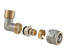 Izjaucams dubultais līkums TDM Brass 1475, 90 °, 16mm x 1/2", misiņš/niķelis