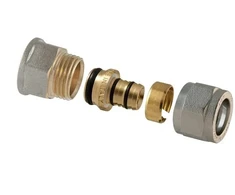 Izjaucaums vītņu savienojums TDM Brass 1435, 16mm x 1/2", misiņš/niķelis