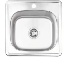 Virtuvės kriauklė AB 480X480X0.8MM, satino, su sifonu