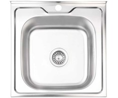 Virtuvinė plautuvė AB 500x500x0.6mm su sifonu, uždedama