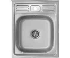 Virtuvės kriauklė AB 500X600X0.6MM nerūdijančio plieno su sifonu