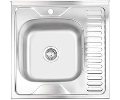 Bikuva.lt Virtuvės kriauklė AB 600X600X0.6MM Nerūdijančio plieno, kairinė