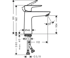 Izlietņu jaucējkrāns Hansgrohe Talis E110, melna krās.