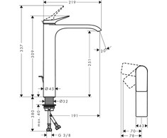 Hansgrohe WASHBASIN MIXER VIVENIS 250 HG WITH VALVE BRONZE