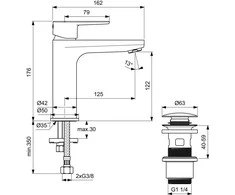 Izlietņu jaucējkrāns Ideal Standard Cerafine O Juodas Matt BD131XG, melna