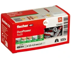Kaištis Fischer DuoPower, 25 mm x 5 mm, 100 vnt.
