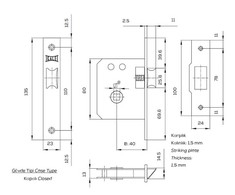 Kale Killit Aizbīdnis Kale Kilit 251, misiņa pārklājums