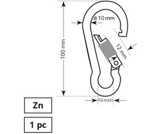 Haushalt Monroe MOUNTING CARABINER 10X100 MM ZP WITH NU