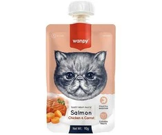 Skanėstas katėms WANPY mėsos pasta, su lašiša, vištiena ir morkomis, 90 g