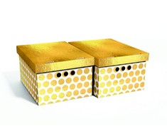 Domoletti FOLDABLE CART BOX33X25X18CM 2 GOLD DOTS